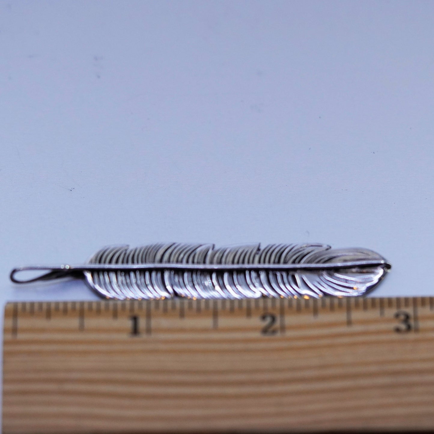 Vintage sterling 925 silver handmade feather pendant charm