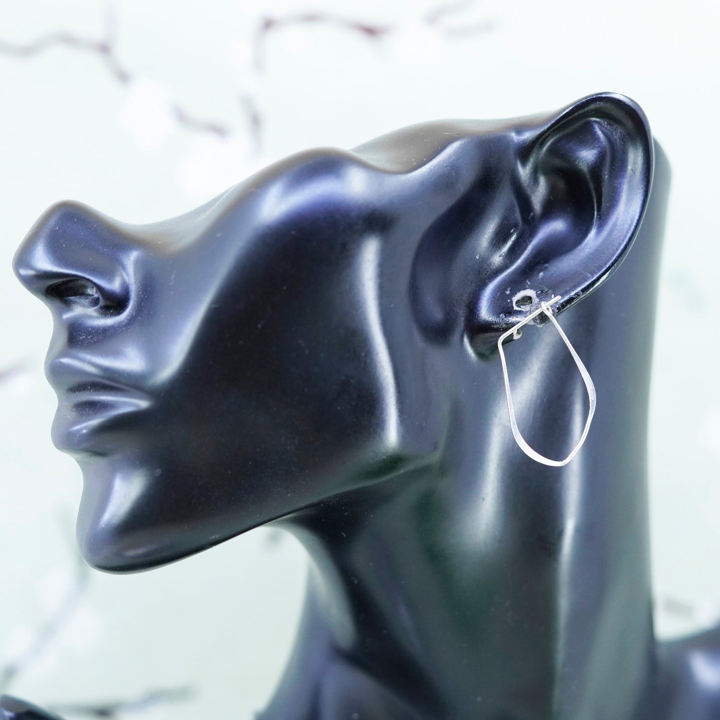 1.25”, sterling silver loop earrings, fashion minimalist primitive hoops