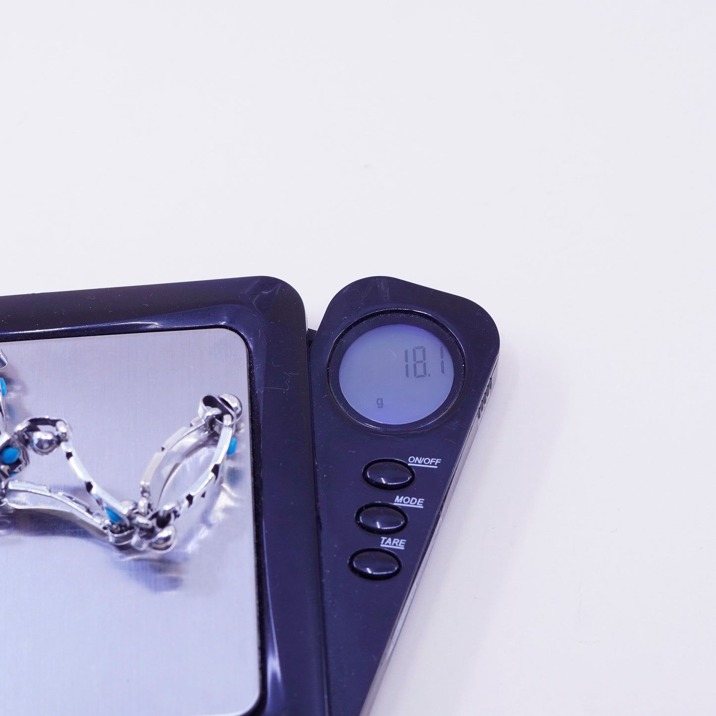 7.25”, Vintage mexico escocia Sterling 950 silver handmade bracelet turquoise