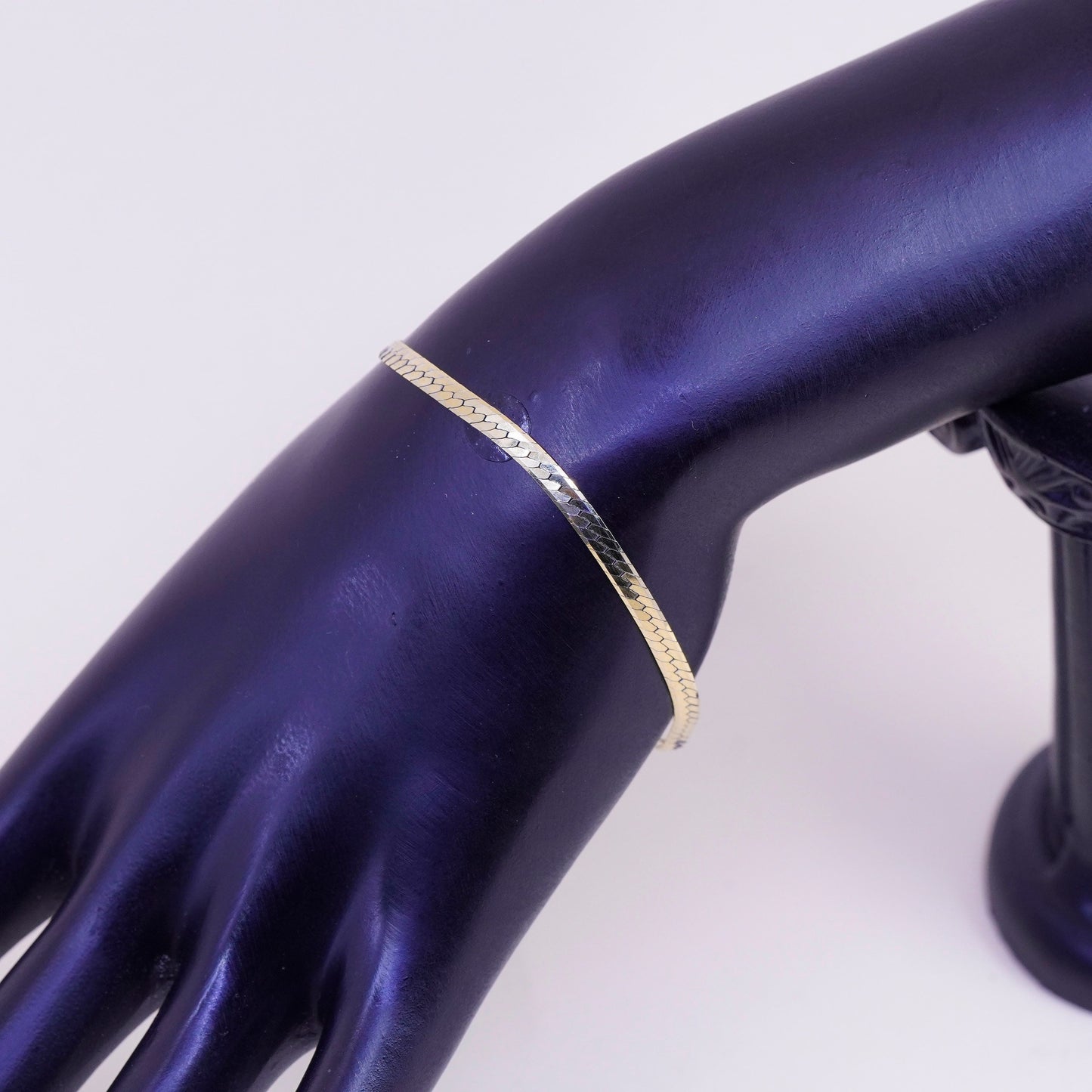 7.25”, vermeil gold over sterling silver bracelet, Italy 925 herringbone chain