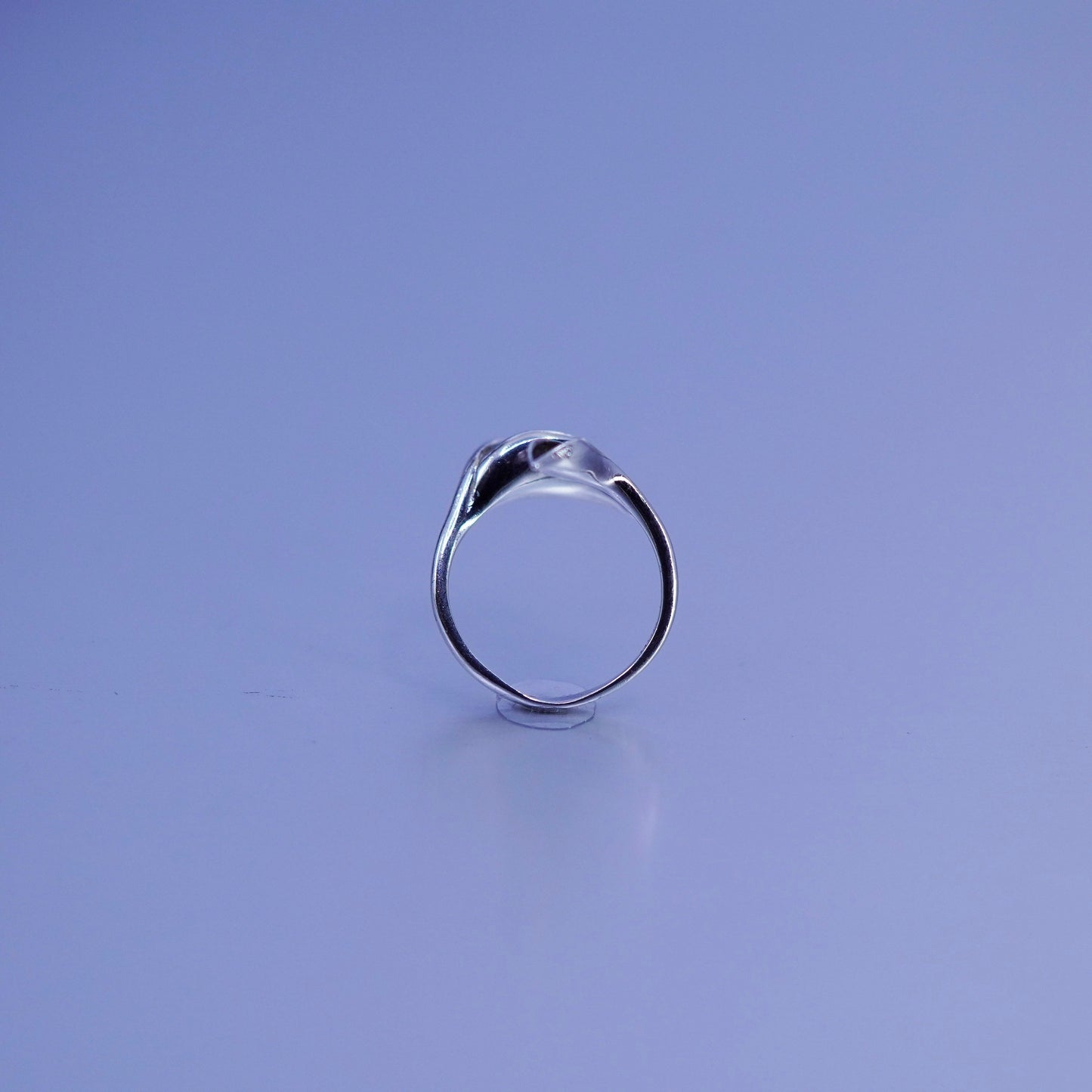 Size adjustable, vtg sterling silver ring, handmade lily flower 925 band pearl