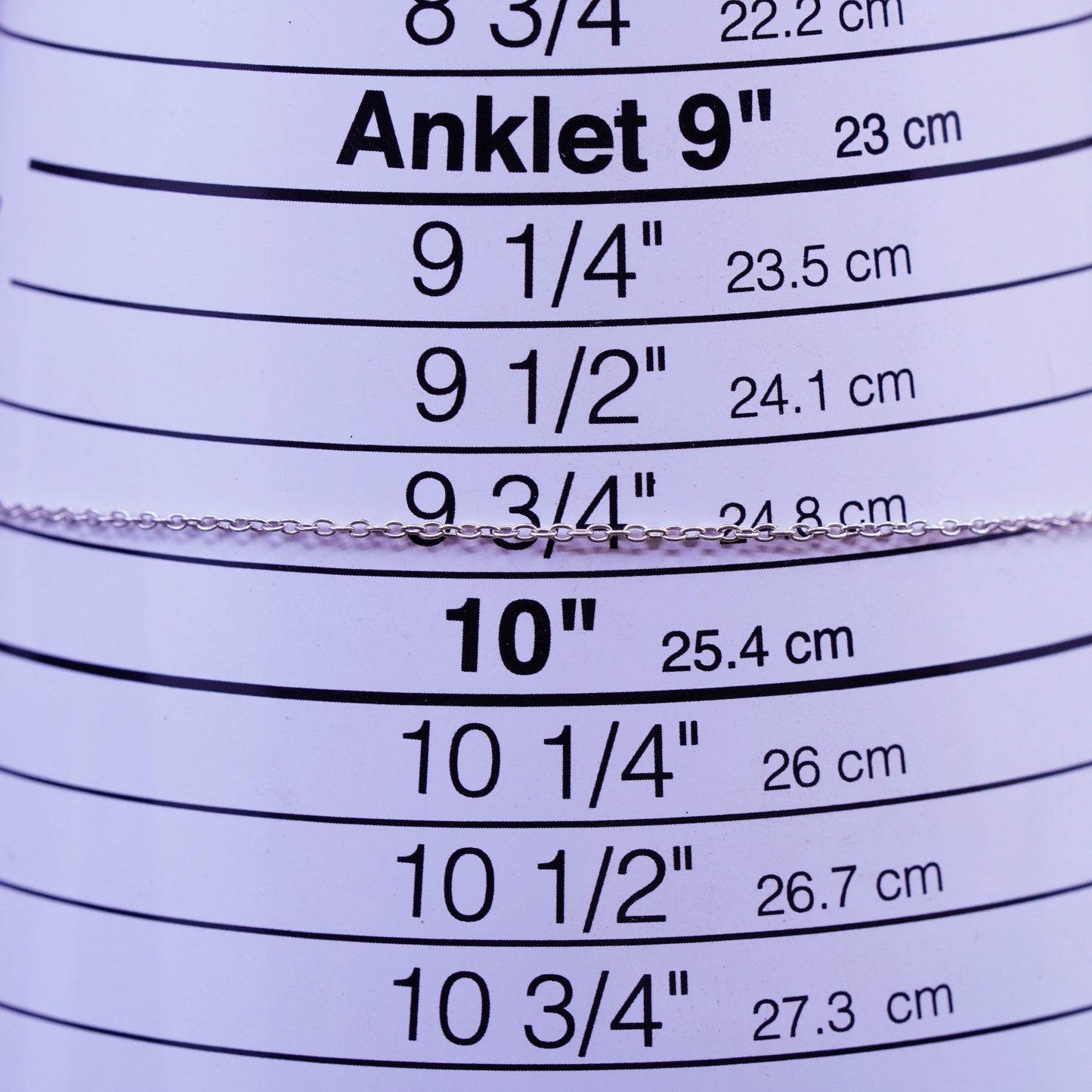 9.75”, Sterling silver charm bracelet, 925 circle chain with infinity charm