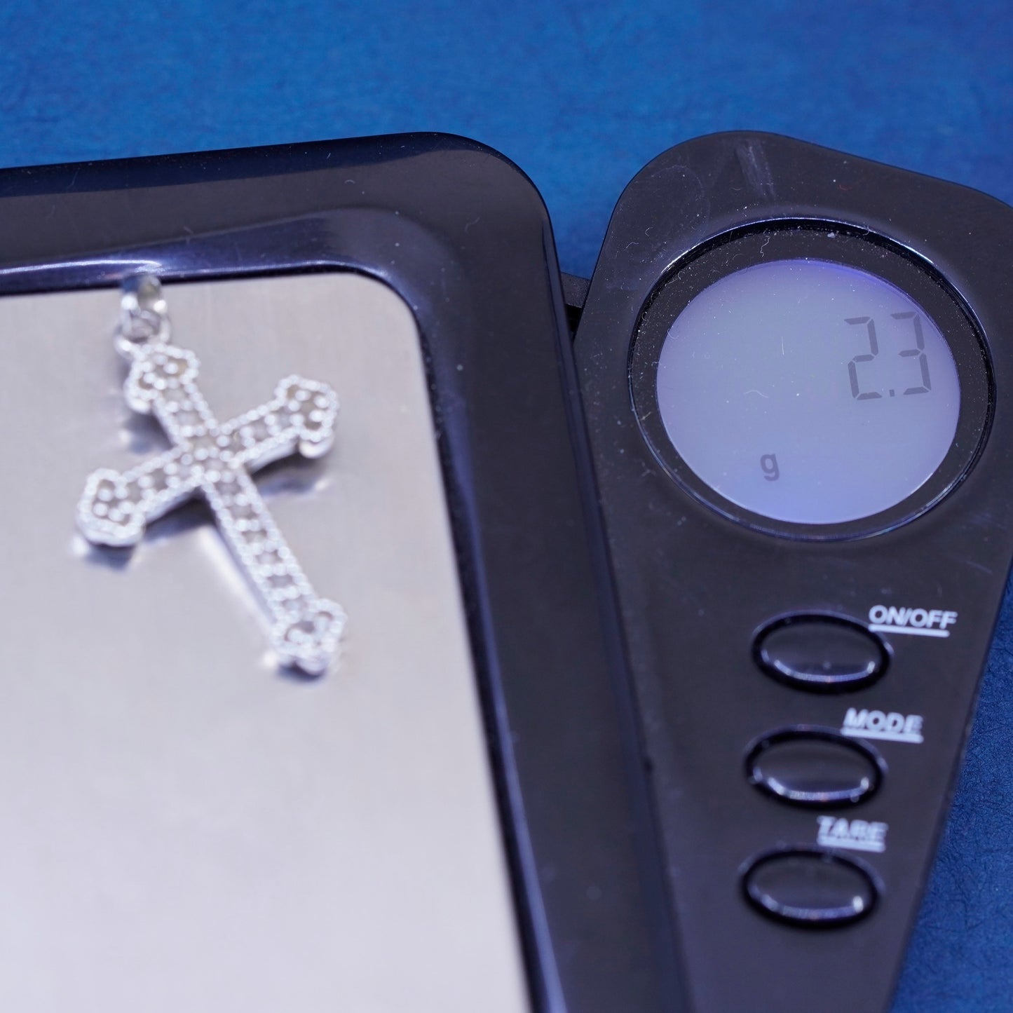 Vintage Sterling silver handmade pedant, 925 cross with cluster genuine diamond