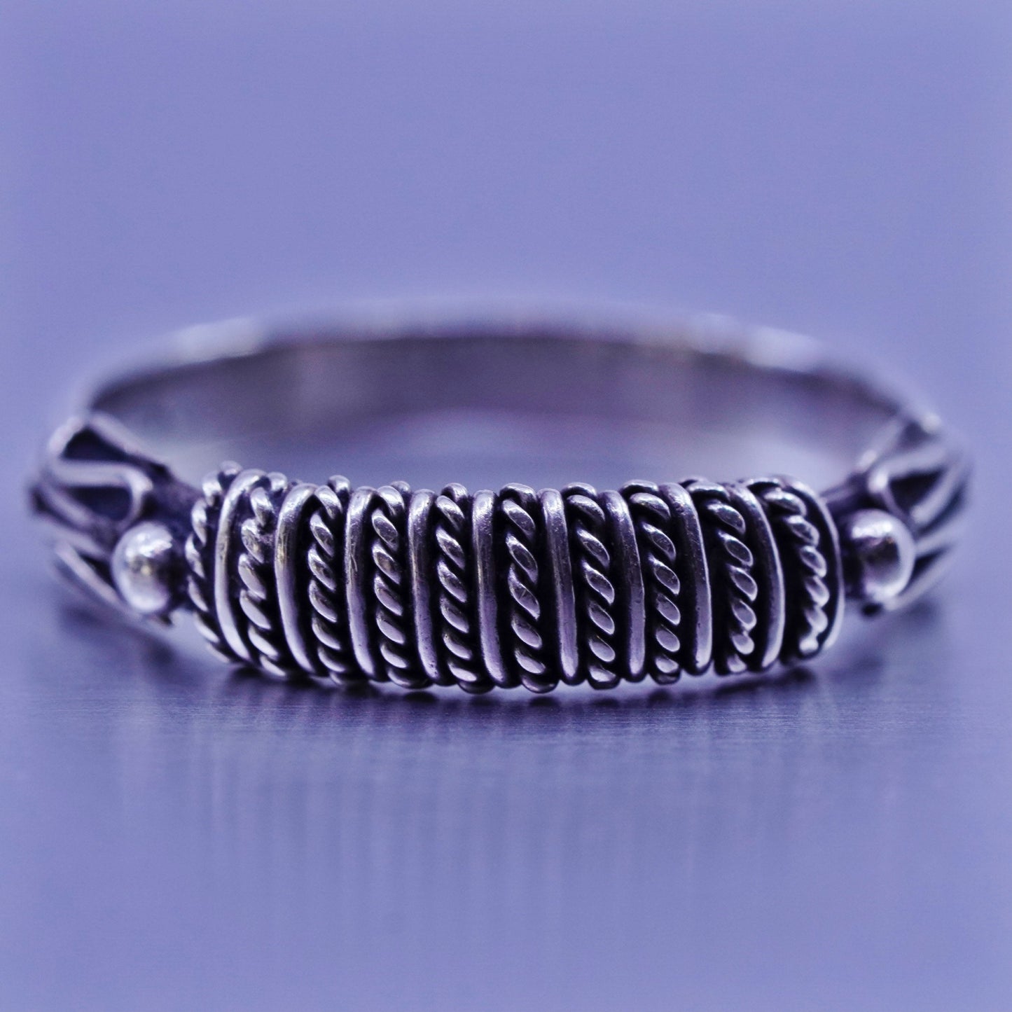 Size 6, vintage southwestern Sterling 925 silver wedding ring, band with cable