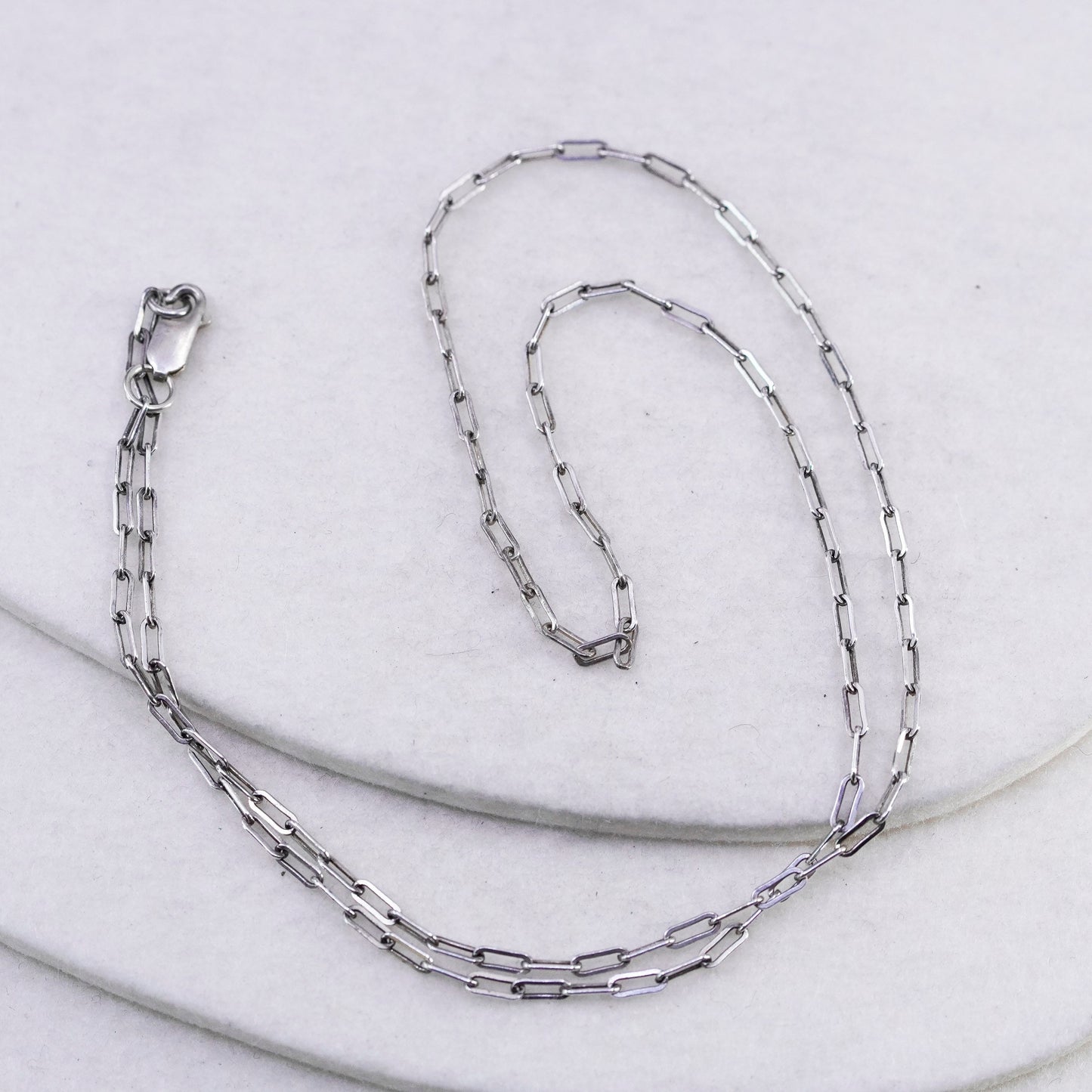 22” 2mm, vintage Sterling 925 silver elongated chain necklace