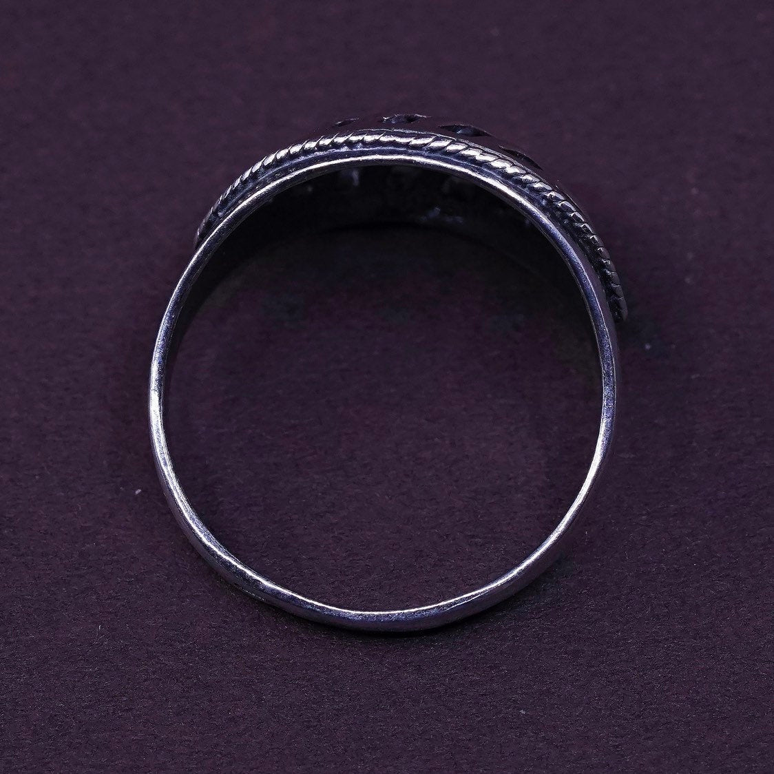 sz 8, vtg Sterling silver handmade ring, southwestern 925 wavy band