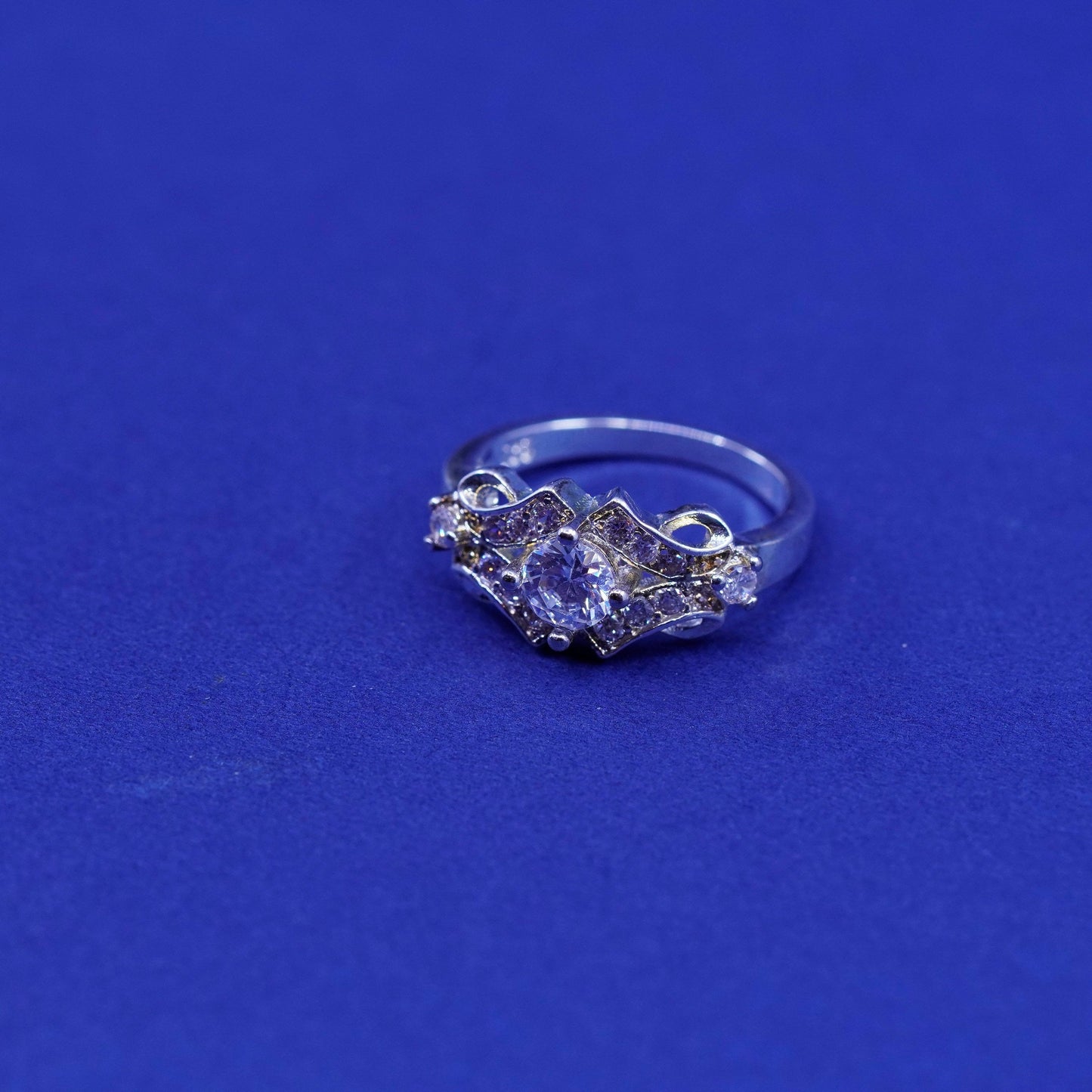 Size 5.5, vintage vermeil gold over sterling 925 silver ring with cluster Cz
