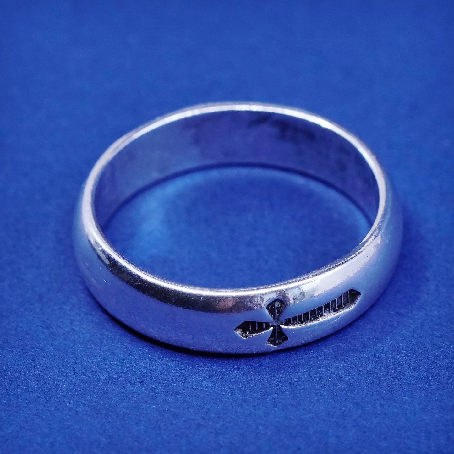 Size 12, vintage BSD Sterling silver handmade ring, 925 band with cross