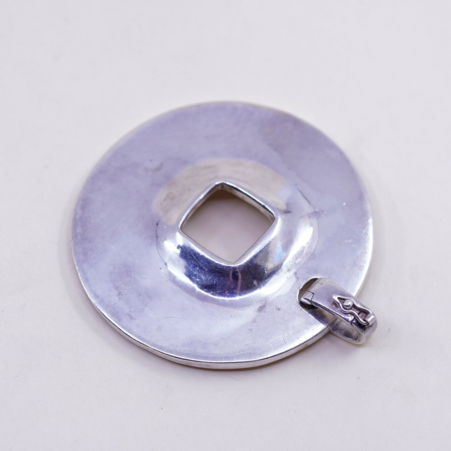 1.75”, Vintage Robert Lee Morris Studio handmade pendant, huge 925 round dangle