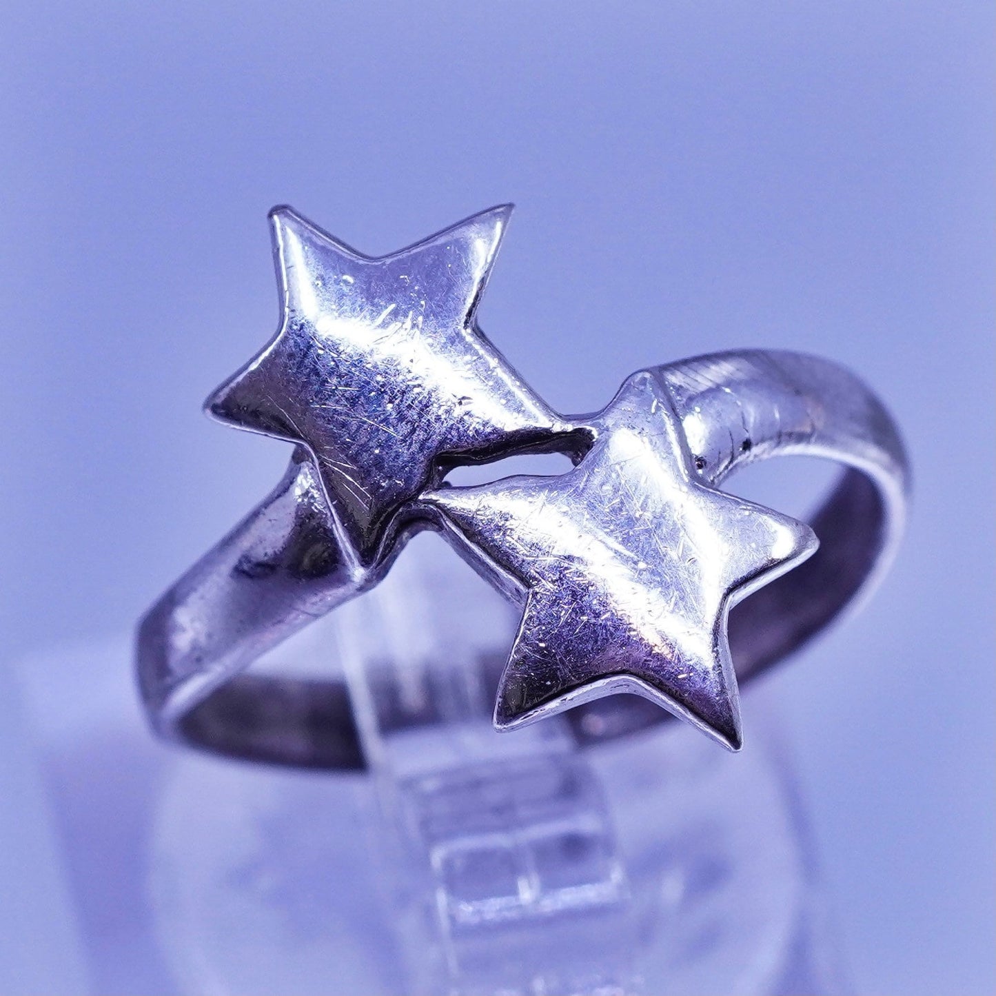 Size 5, vintage Sterling 925 silver handmade ring, star band