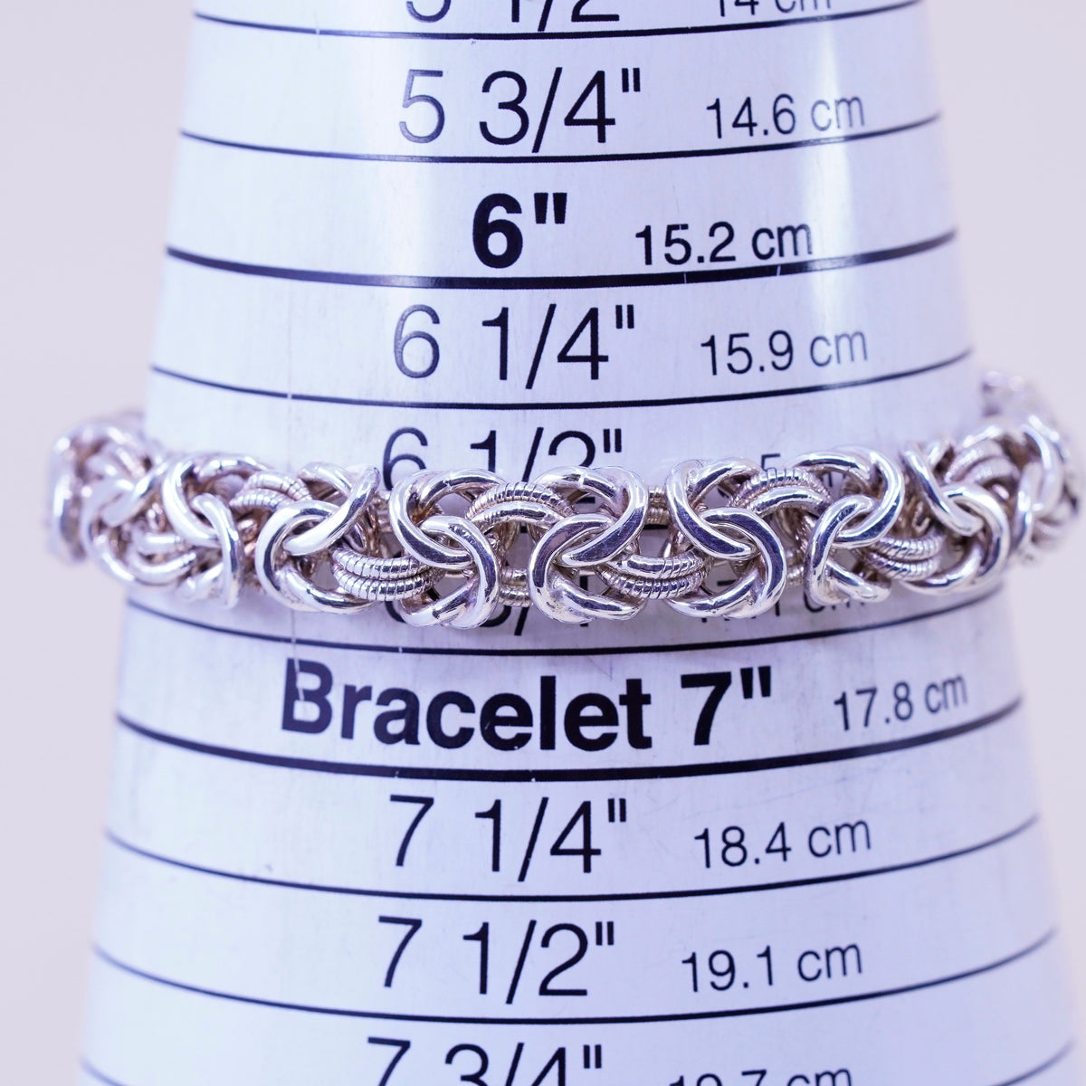 6.5”, vtg milor bold Sterling silver bracelet, 925 Byzantine, birdcage chain