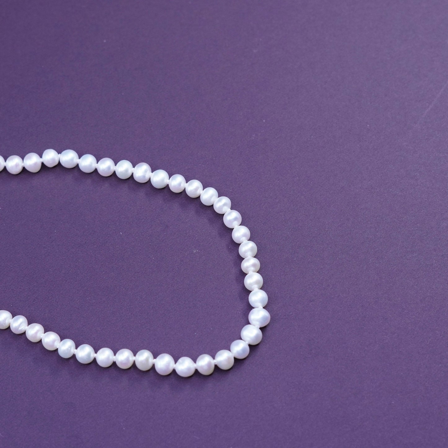 17”, vintage Sterling silver handmade necklace, 925 clasp with 5mm pearl beads