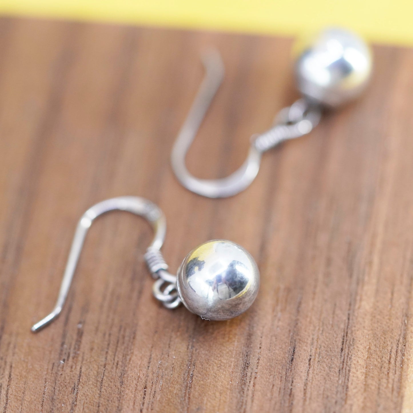 Vintage Sterling silver handmade earrings, 925 beads drops