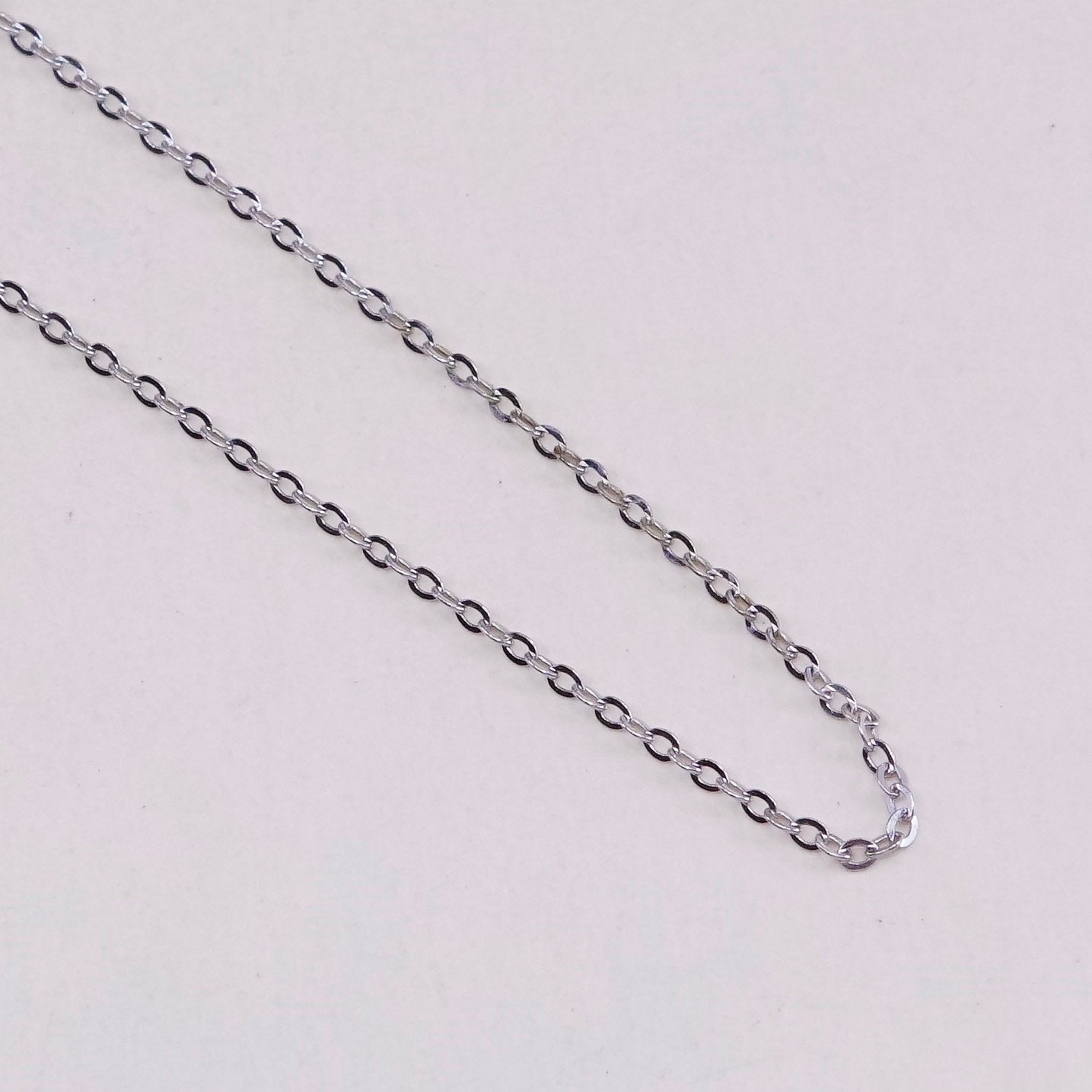 18”, 1mm, Vintage sterling silver flatten circle chain, Italy 925 necklace