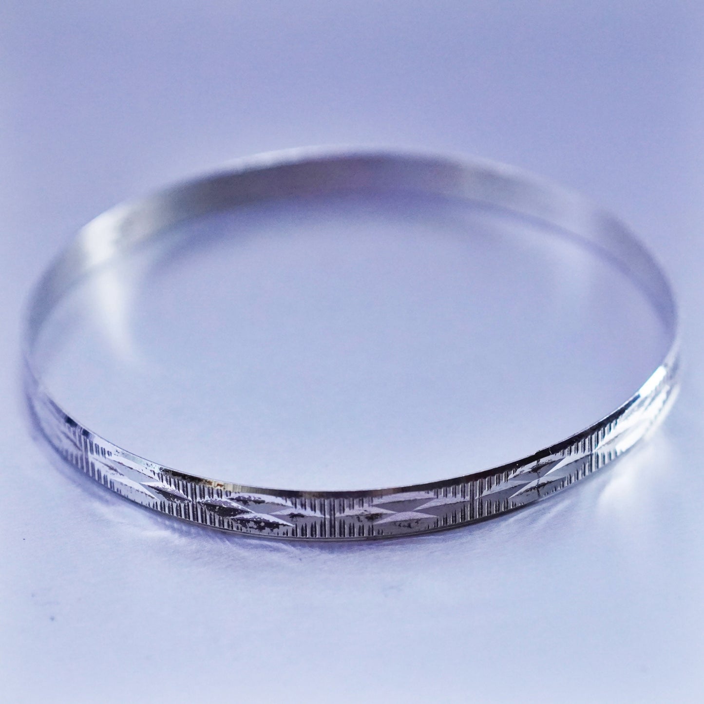 8.25”, Vintage Sterling 925 silver handmade bracelet, textured bangle