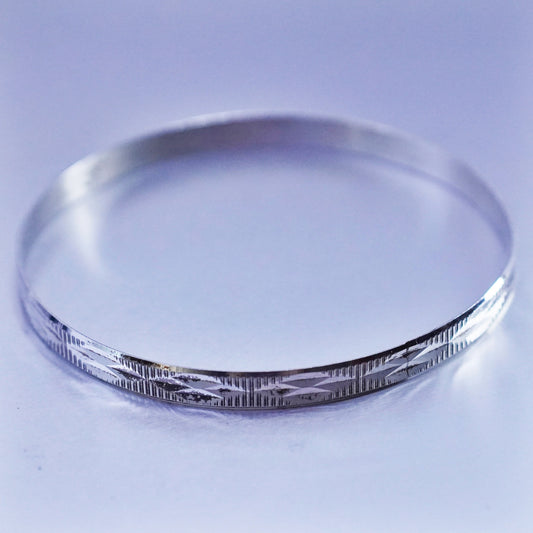 8.25”, Vintage Sterling 925 silver handmade bracelet, textured bangle