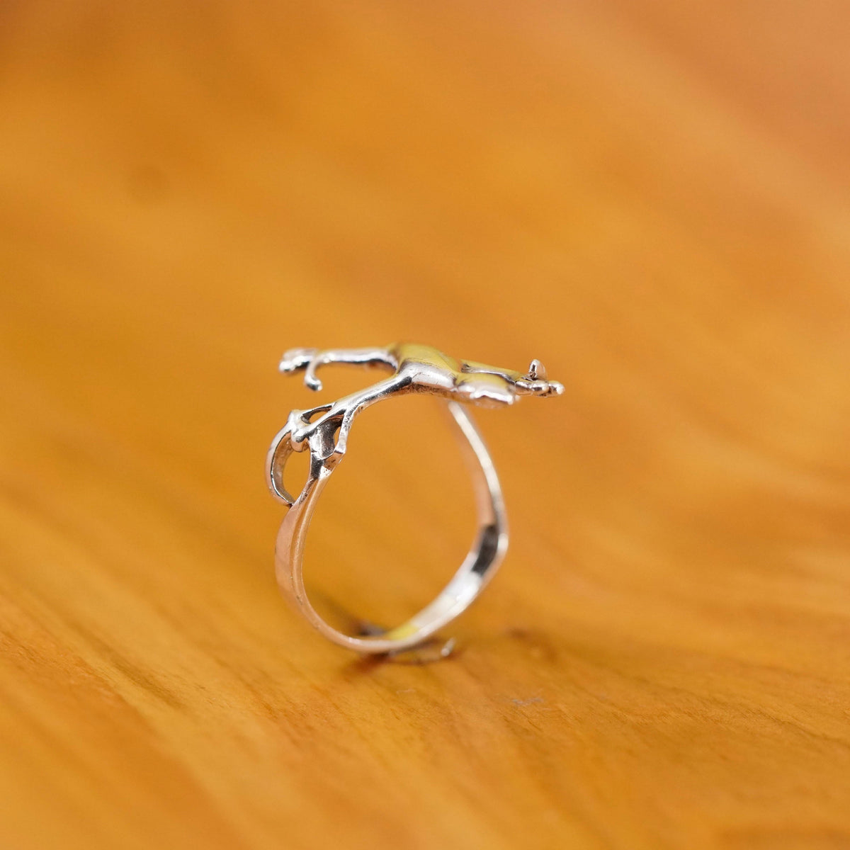 Size 9.25, vintage Sterling silver handmade ring, 925 lizard band