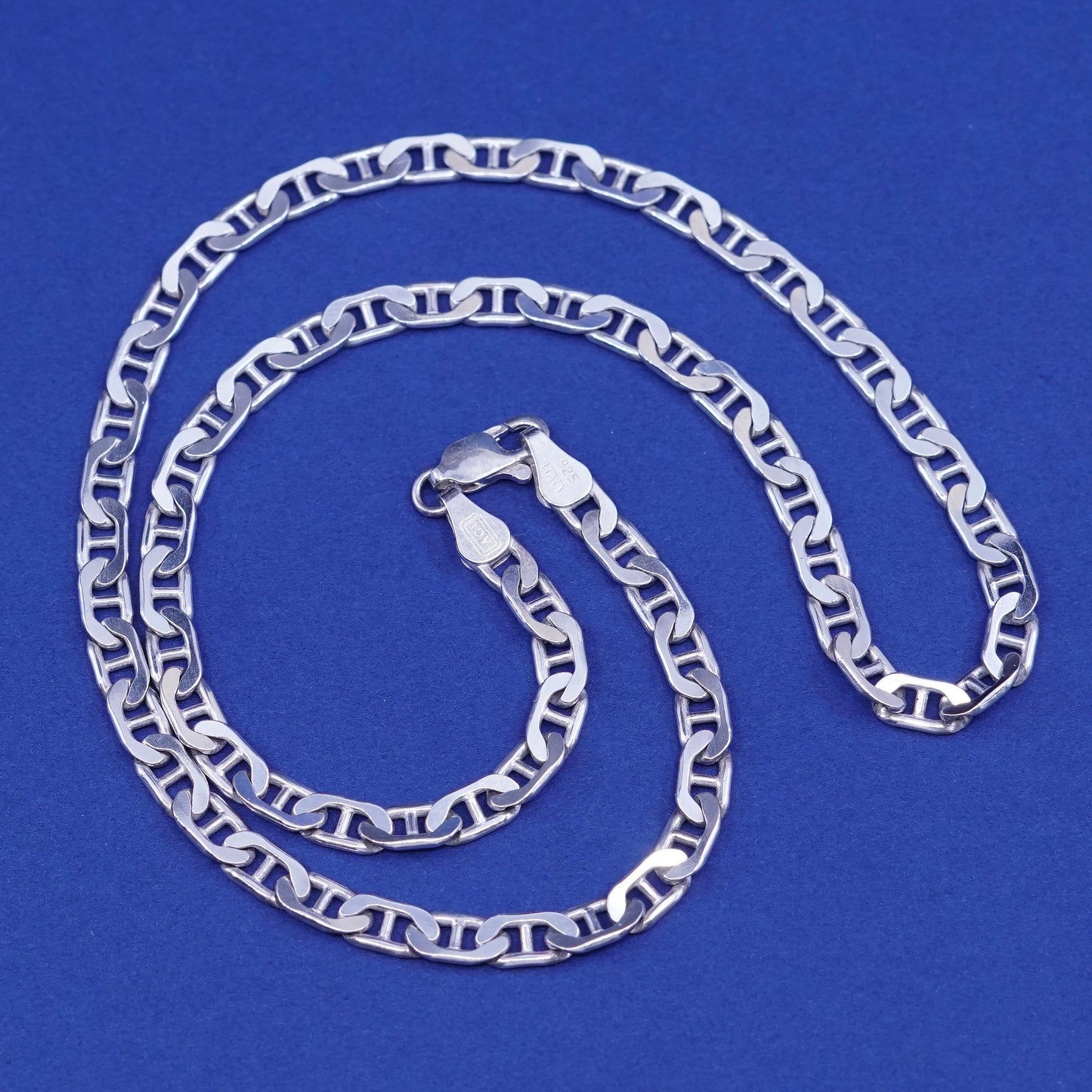 18”, 5mm, vintage ACI Sterling silver handmade necklace, 925 anchor link chain