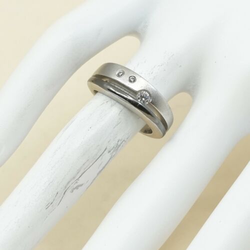 Sz 5, Vtg Sterling Ring, 925 Silver Handmade Ring W/ CZ, Modernist, Simple