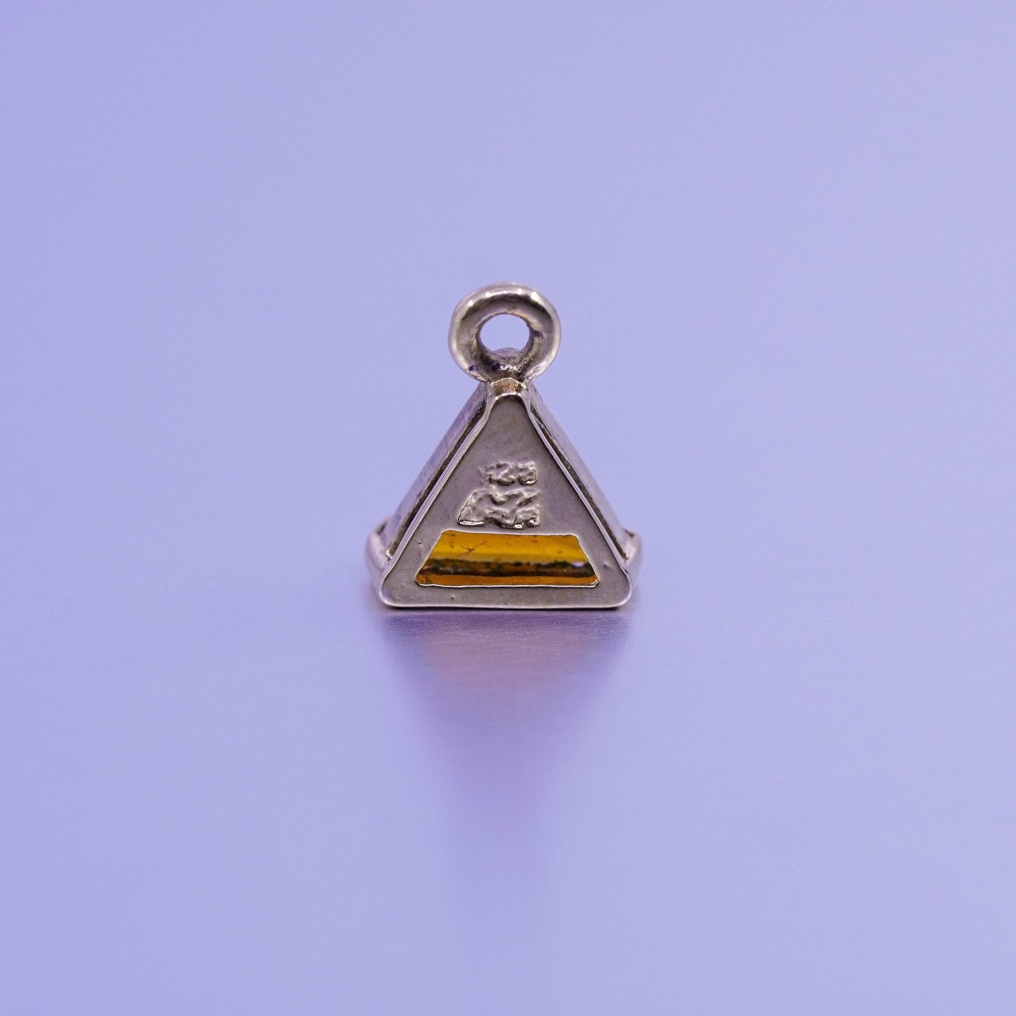antique vermeil gold over sterling 925 silver handmade pendant triangular amber