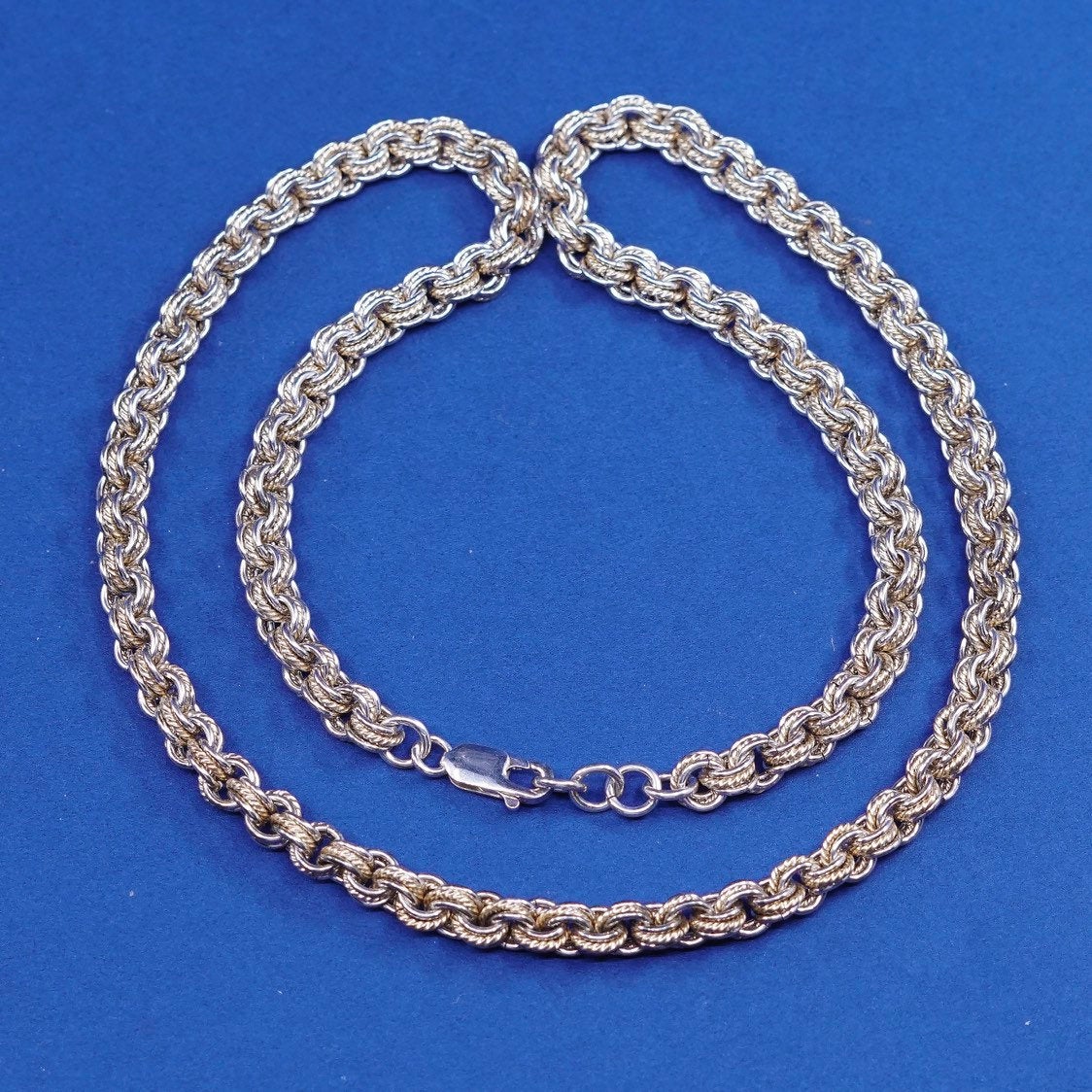 20”, 5mm, Sterling silver handmade necklace, two Tone 925 circle chain