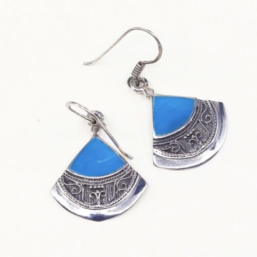 Amazing handmade Sterling Silver earrings, 925 Turquoise Dangles