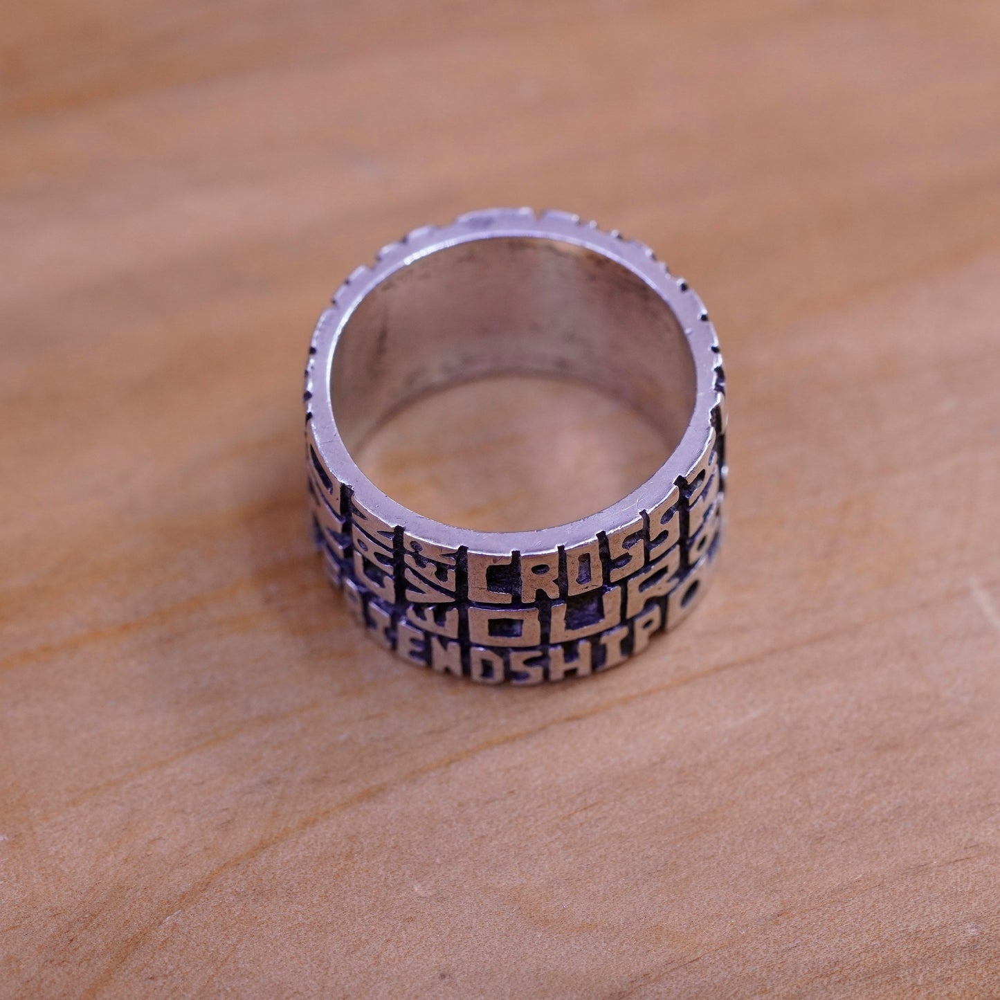 Size 6.75, FAK southwestern Sterling silver ring, 925 band No love, friendship