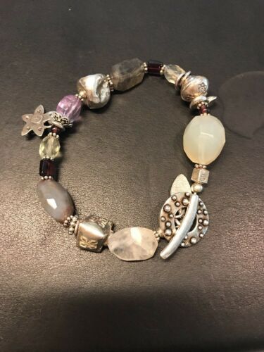 6.75”, Disney Mickey Sterling Bracelet W/ Beads Details, Winnie the Pooh, Eeyore