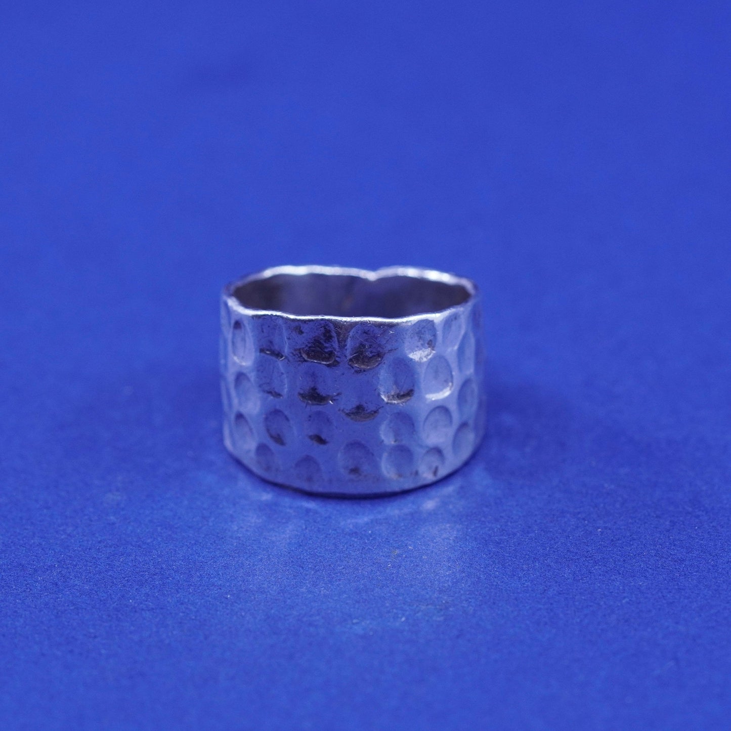 Size 6.25, mexico Sterling silver handmade ring, modern hammered 925 wide band