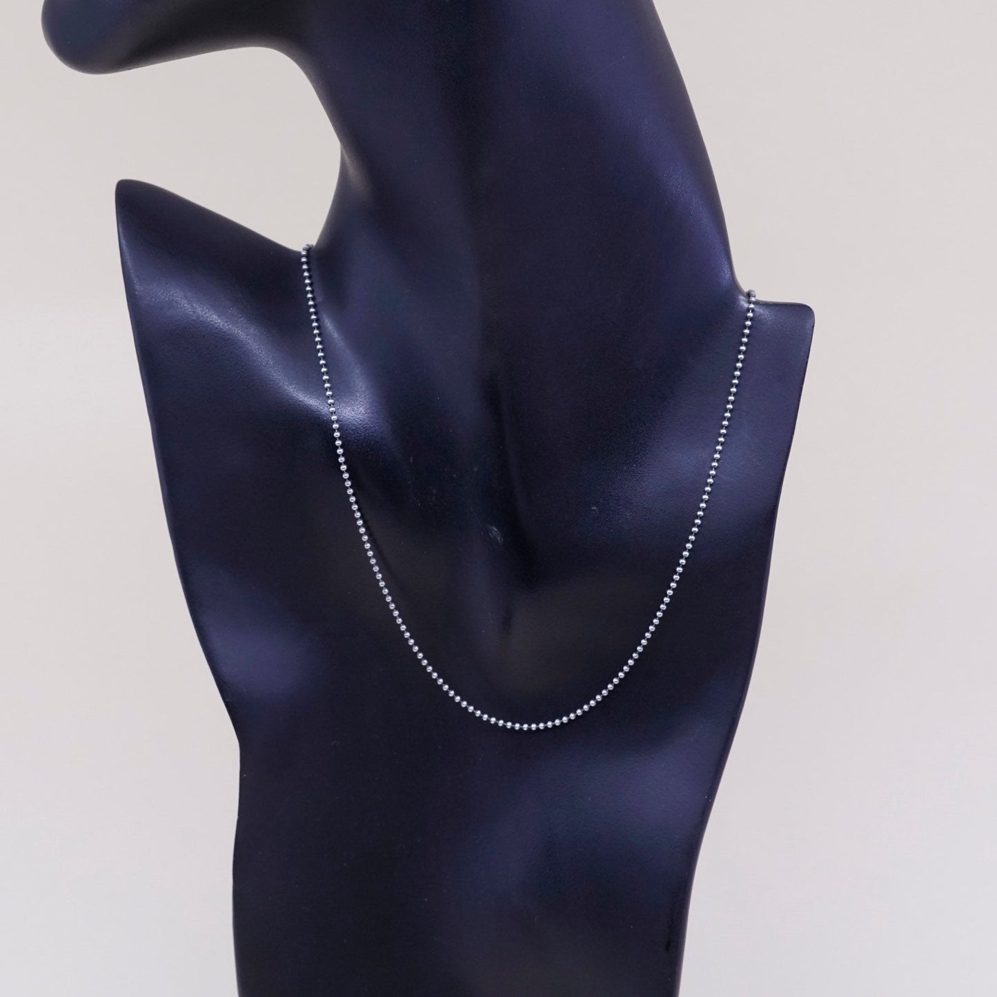 16”, 1mm, Vintage israel megiddo sterling silver beads chain, 925 necklace