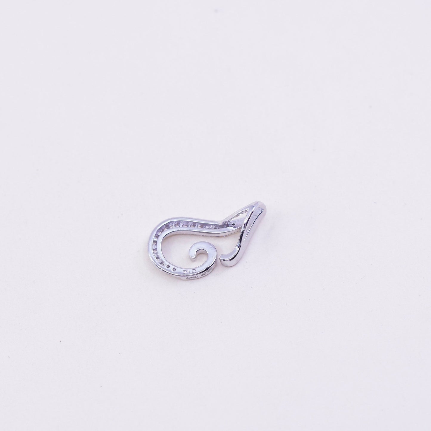 Vintage sterling silver cz pendant, 925 teardrop pendant