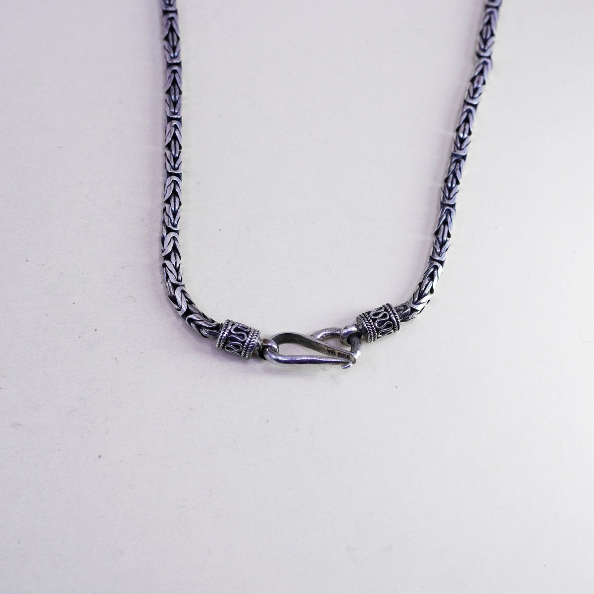 18”, BA Suarti sterling silver 925 handmade Bali birdcage Byzantine necklace
