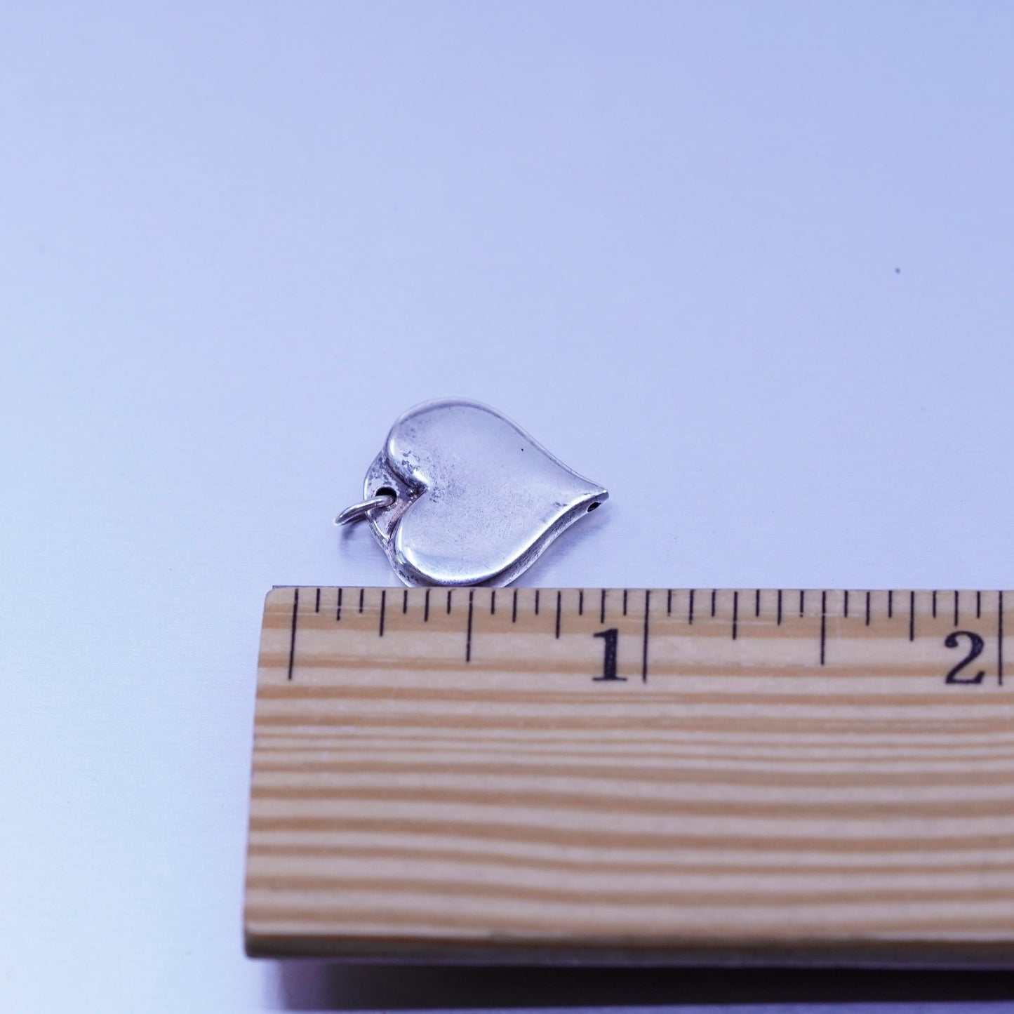 antique sterling 925 silver puffy heart pendant