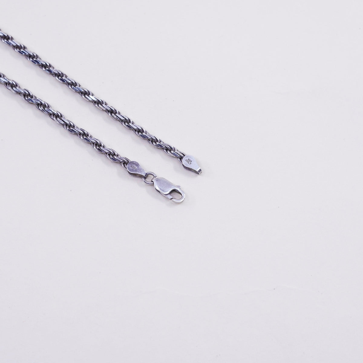 20”, 3mm, vintage Sterling silver necklace, 925 diamond rope chain