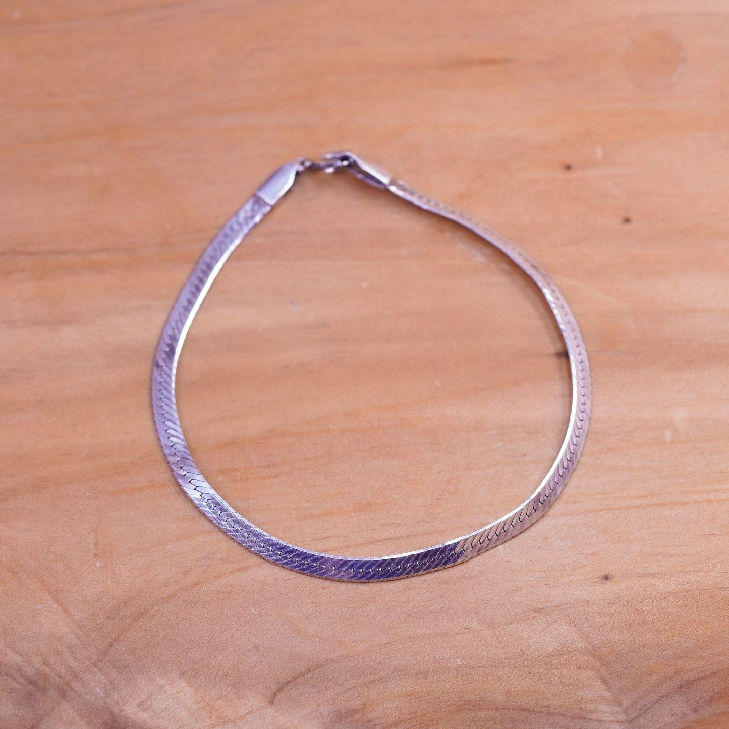 7”, 4mm, Vintage Sterling silver herringbone bracelet, Italy 925 chain