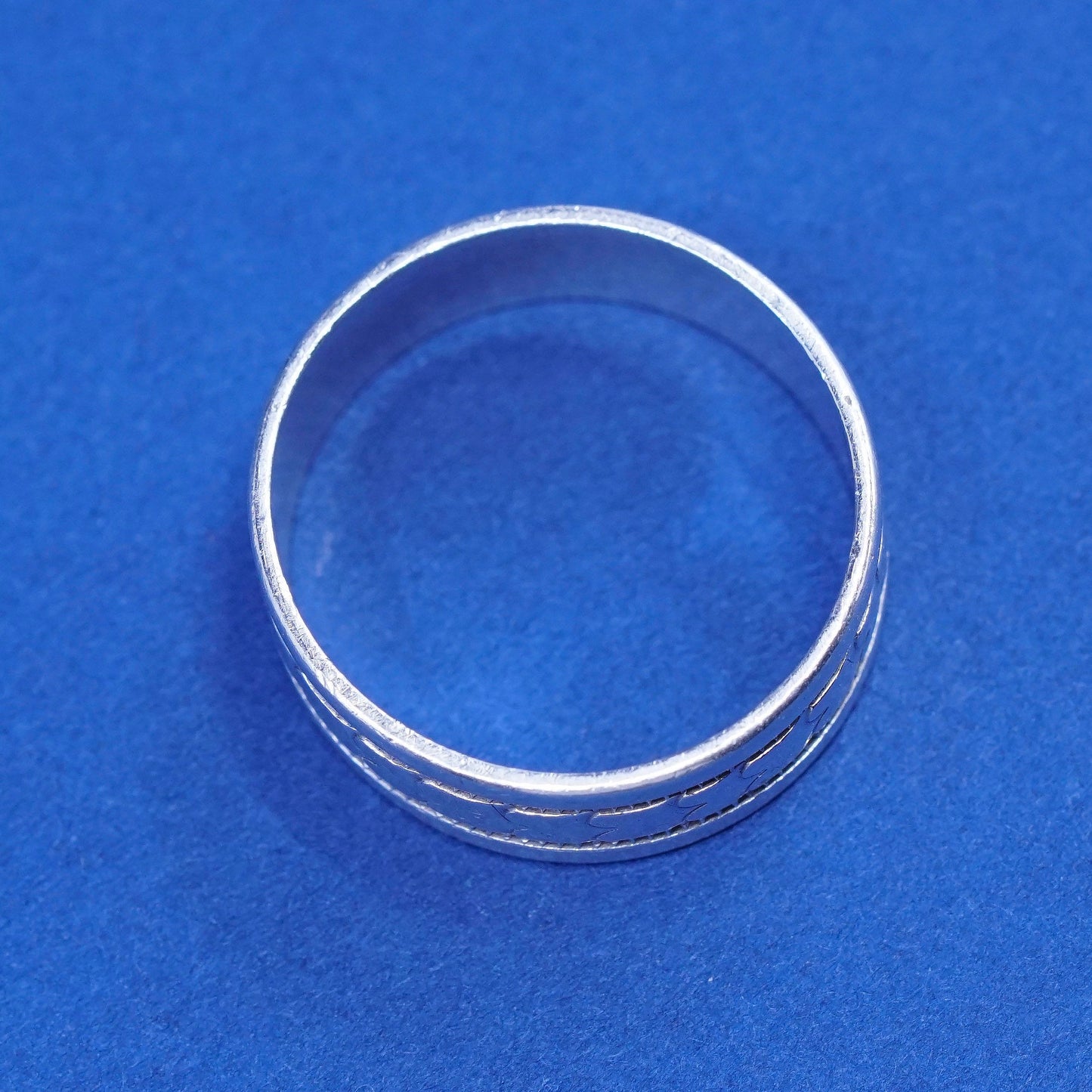 sz 8, vtg Sterling silver handmade ring, southwestern 925 textured band