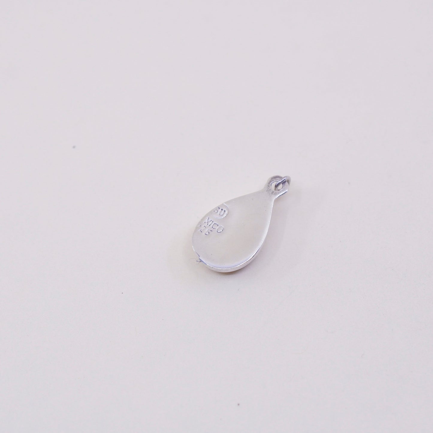 Vintage Sterling silver handmade pendant, 925 teardrop charm with turquoise