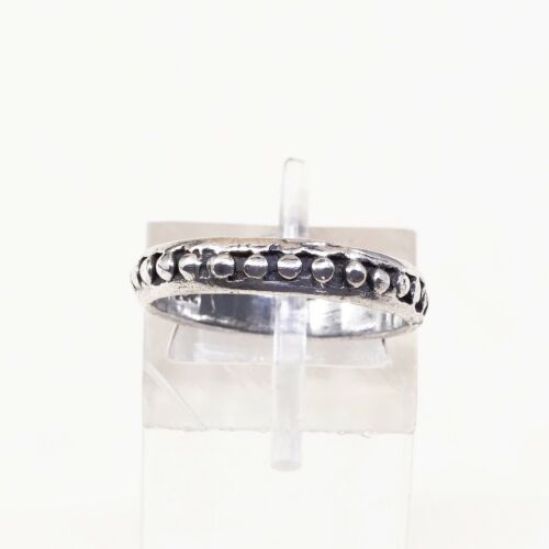 Size 6, Vtg stackable Sterling Silver Handmade Ring 925 Band W/ Beads