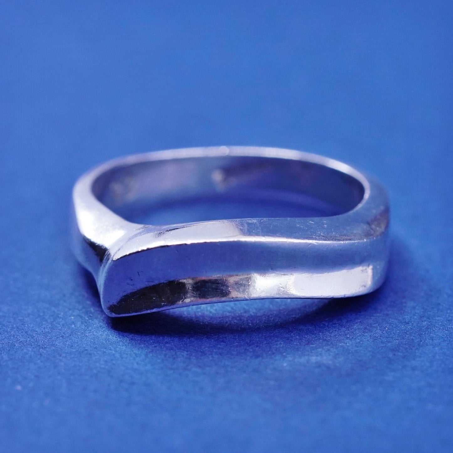 SZ 6.25, vintage Sterling silver handmade ribbed ring, 925 statement ring