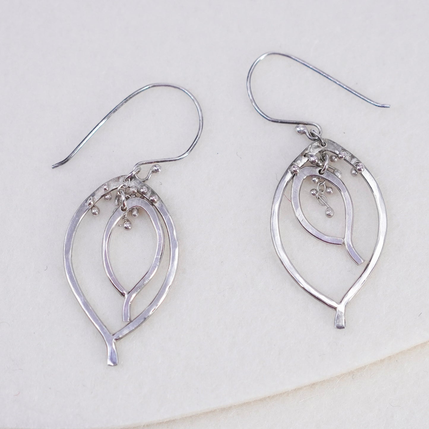 Vintage Sterling 925 silver filigree teardrop earrings with beads