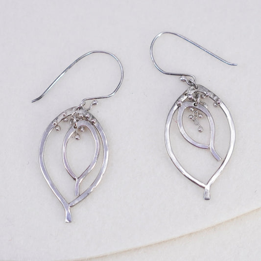Vintage Sterling 925 silver filigree teardrop earrings with beads