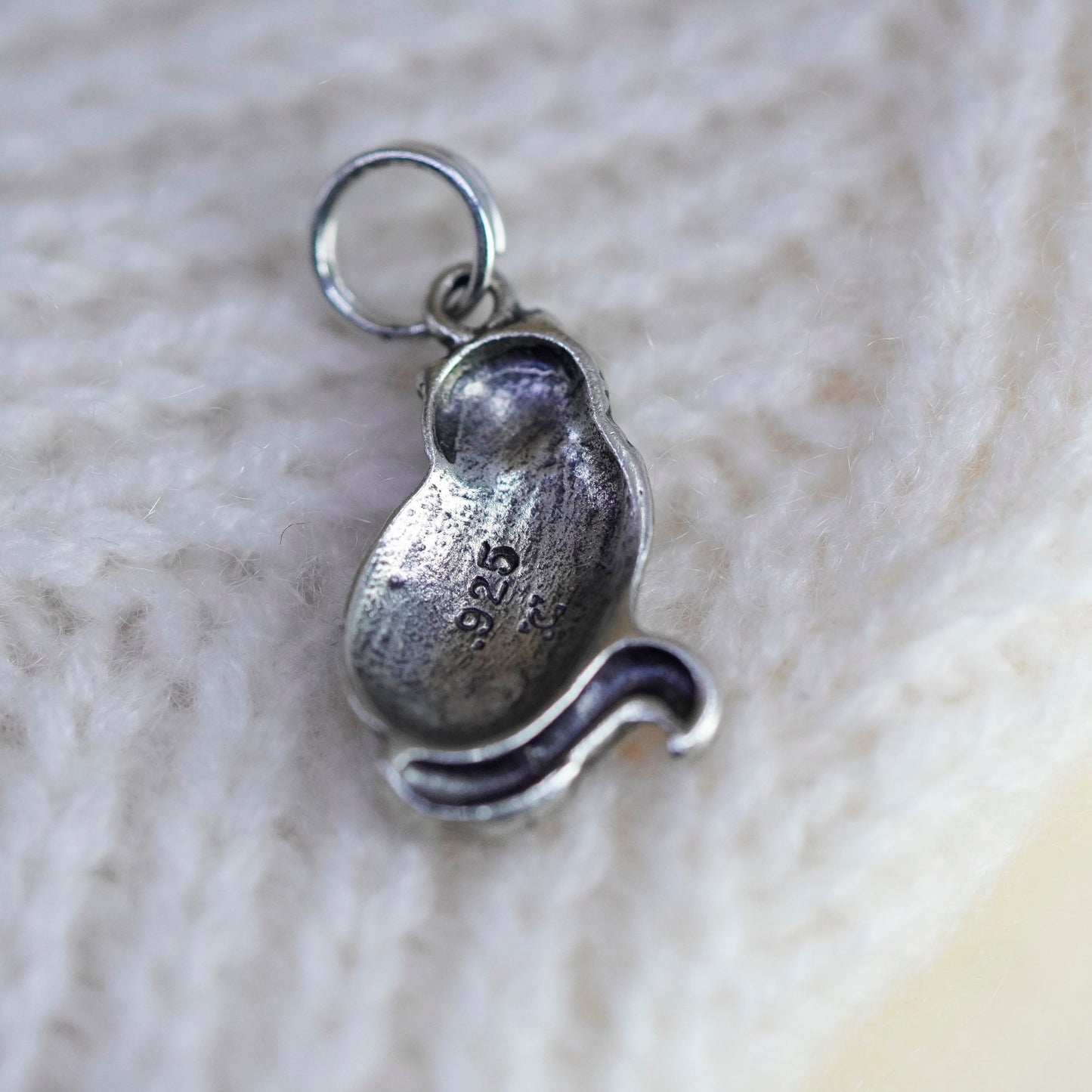 Vintage sterling silver handmade pendant, 925 cat kitty charm