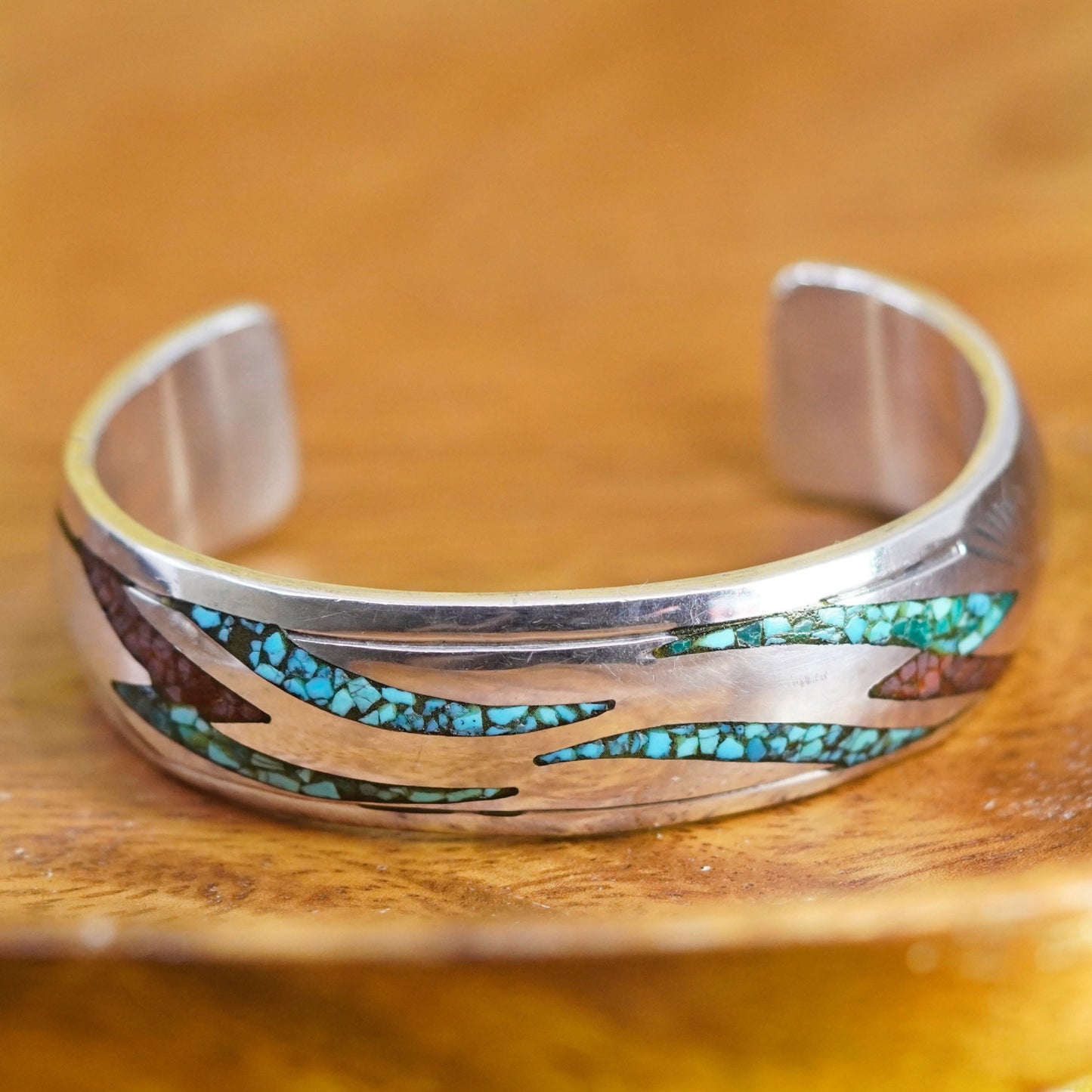 6.25”, Navajo Charlie John Sterling silver turquoise bracelet, Native American