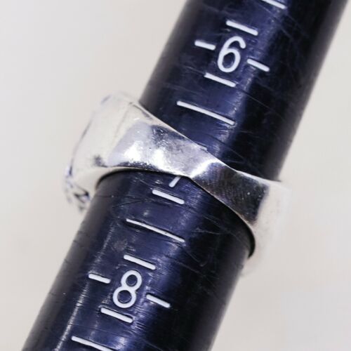 Size 7, Vtg Handmade Statement Ring in Sterling Silver N Abalone - Stamped 925
