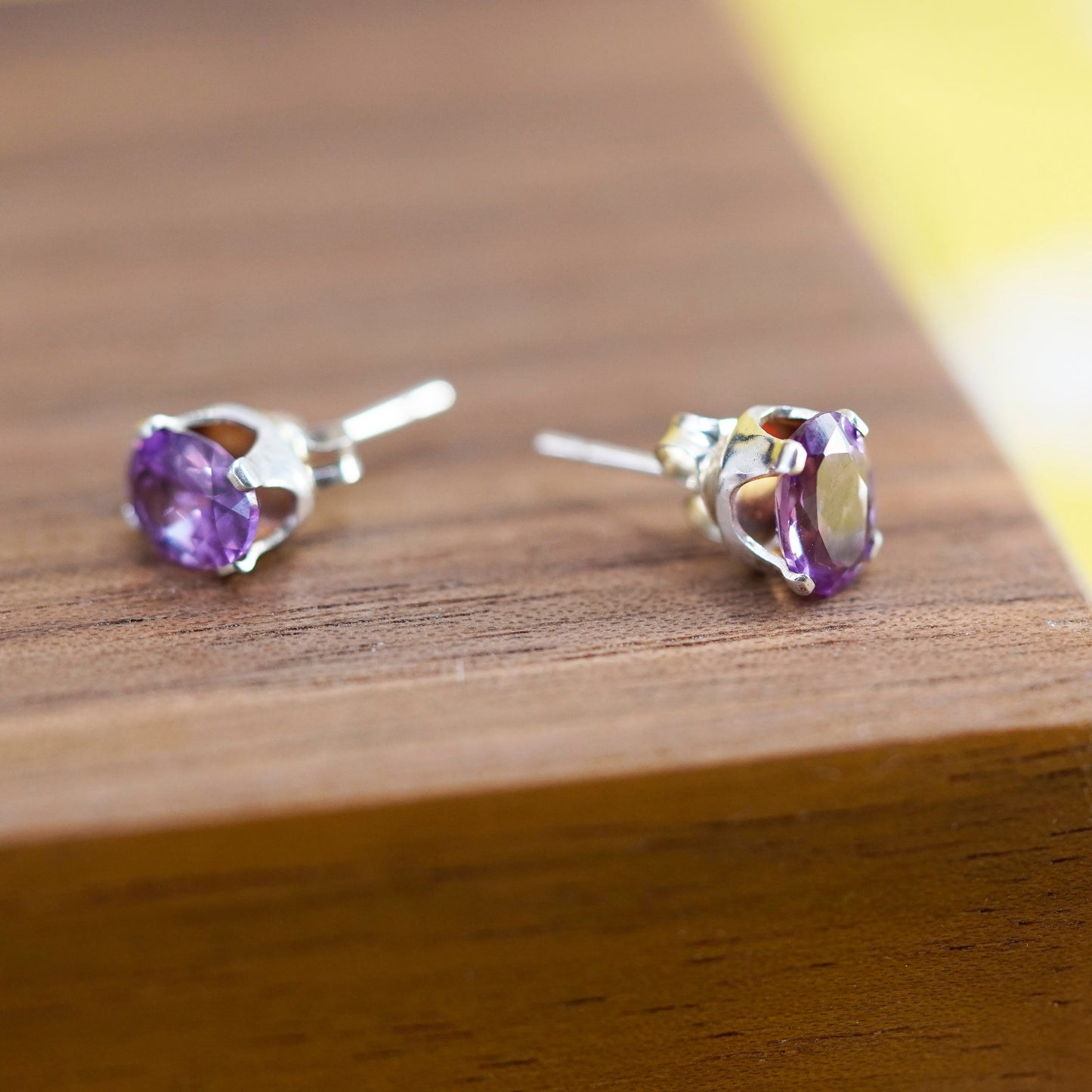 Vintage Sterling 925 silver amethyst studs, earrings