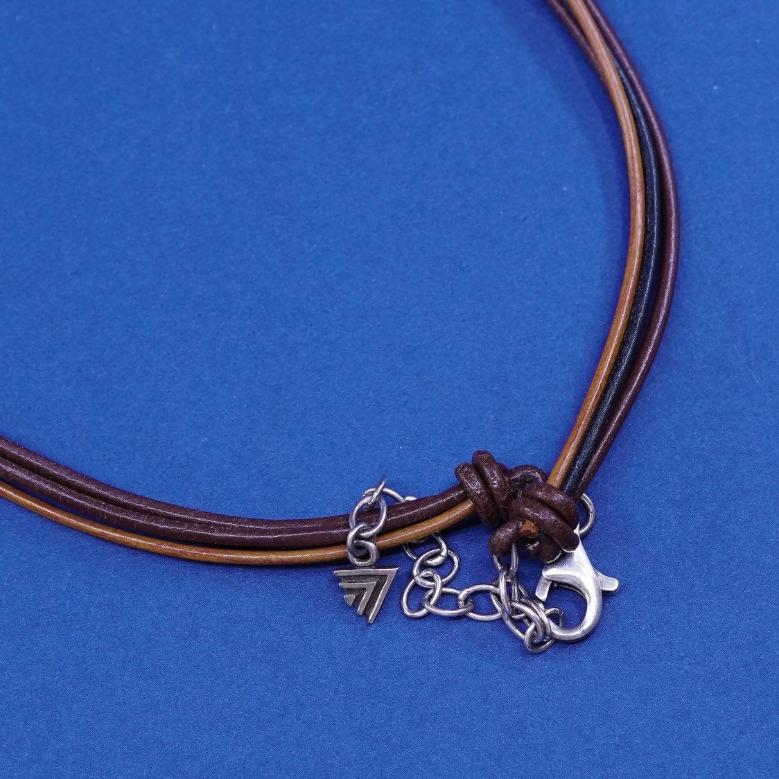 18” sterling 925 Silver necklace, Silpada N1783 Blue Jade on Leather chain