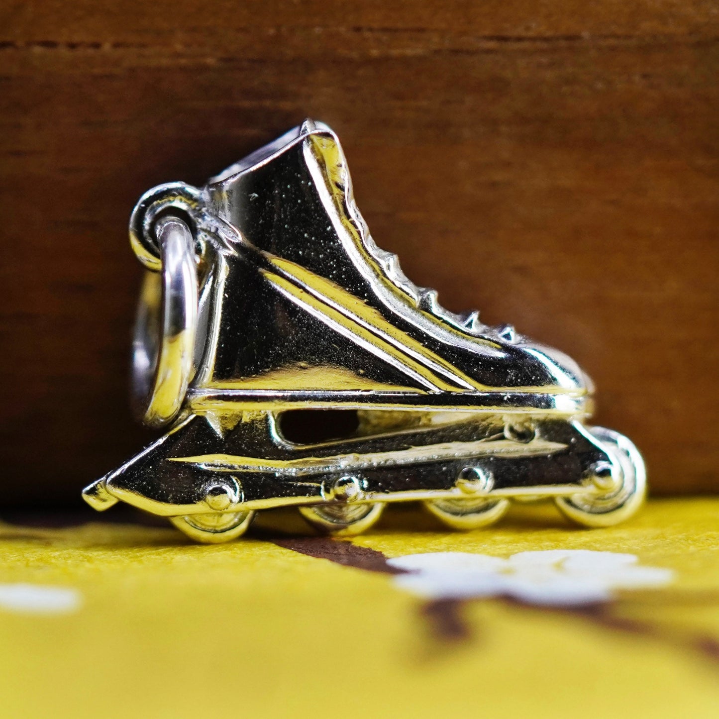 Vintage Sterling silver pendant, 925 Rollerskate shoe charm