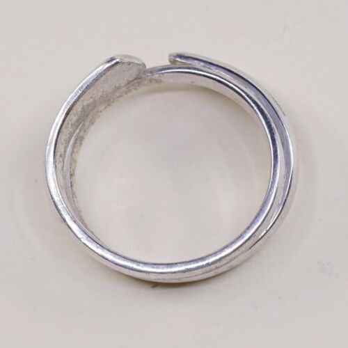 Size 6.5, Vtg Sterling 925 Silver Handmade Wrap Around Ring Band
