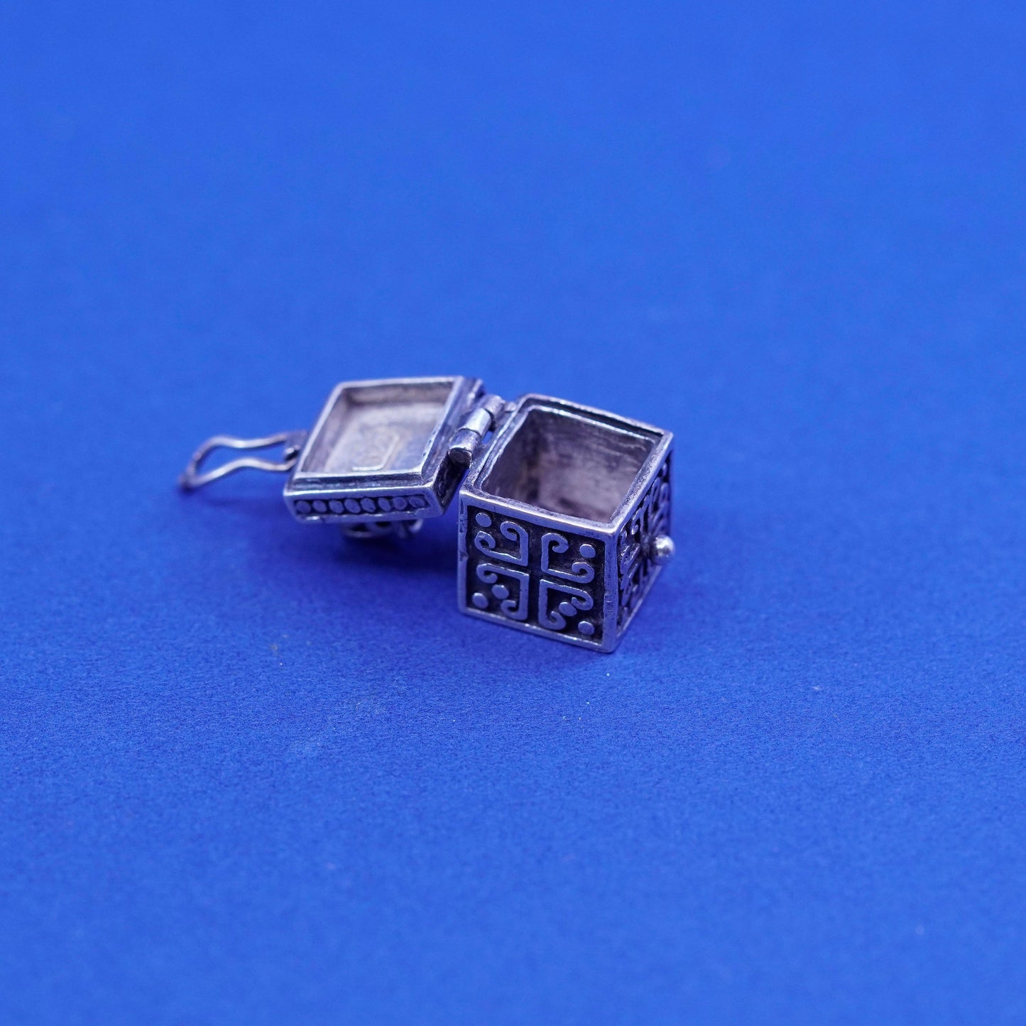 Vintage Sterling silver prayer box pendant, 925 locket charm
