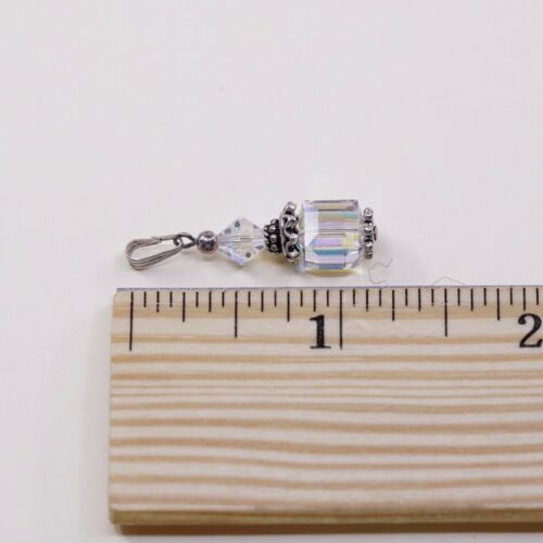 Vintage Sterling silver handmade pendant, 925 silver with Cube crystal N Bali